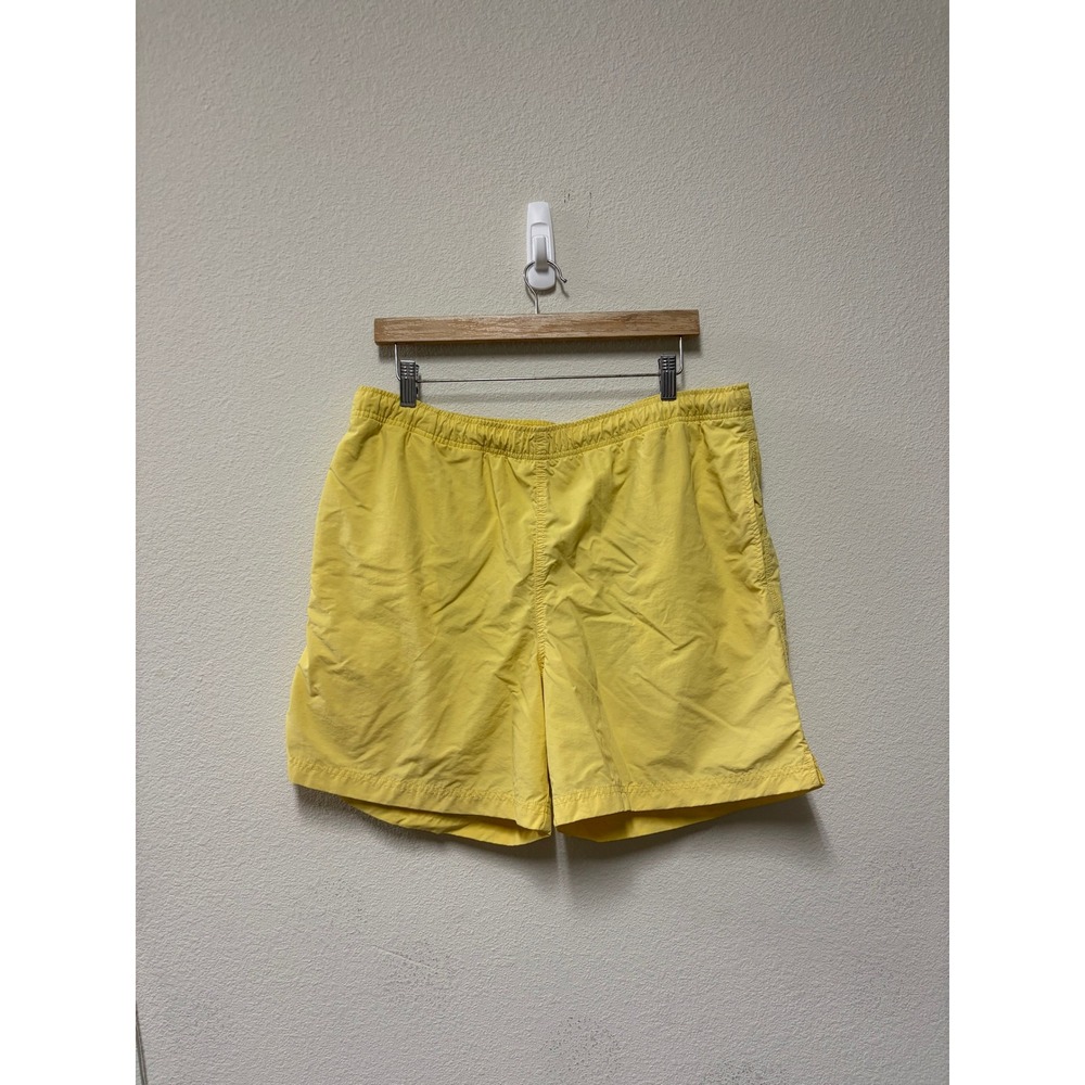 Mens Butter Yellow Neon Swim Trunks Mesh Lined Elastic Waist Shorts Size L